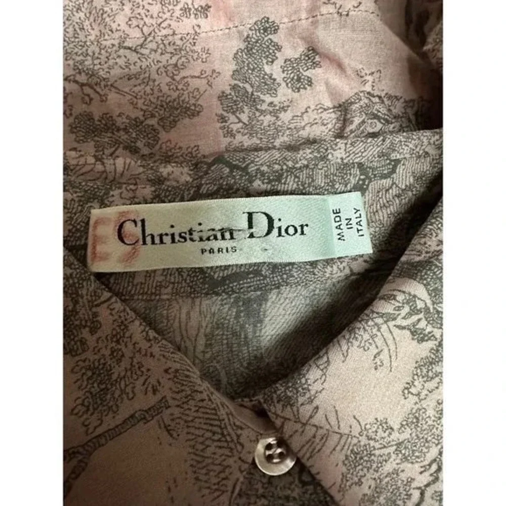 Christian Dior Toile de Jouy Sauvage Short Shirt‎ Dress - Pink & Grey Cotton SM